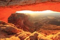 Glowing Mesa Arch at sunrise, Canyonlands National Park, Utah, U Royalty Free Stock Photo