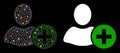 Flare Mesh Network Add User Icon with Flare Spots Royalty Free Stock Photo