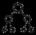 Glowing Mesh 2D Binary Tree with Flash Spots Royalty Free Stock Photo