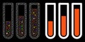 Bright Mesh Wire Frame Blood Analysis Icon with Light Spots