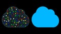 Bright Mesh 2D Cloud Icon with Light Spots Royalty Free Stock Photo