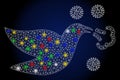 Glowing Mesh 2D Bird Flu with Color Flare Spots Royalty Free Stock Photo