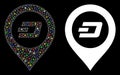 Glowing Mesh 2D Dash Map Pointer Icon with Flash Spots Royalty Free Stock Photo