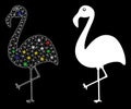 Glowing Mesh 2D Flamingo Icon with Light Spots