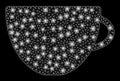 Glowing Mesh 2D Tea Cup with Flash Spots Royalty Free Stock Photo
