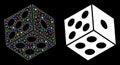 Flare Mesh Network Dice Icon with Flare Spots Royalty Free Stock Photo
