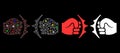 Flare Mesh Network Fist Fight Icon with Flare Spots