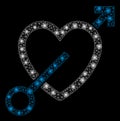 Glowing Mesh 2D Love Arrow with Flare Spots Royalty Free Stock Photo