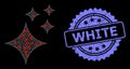 Rubber White Stamp and Bright Web Mesh Shine Stars with Lightspots Royalty Free Stock Photo