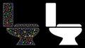 Glowing Mesh Network Toilet Bowl Icon with Light Spots