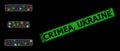 Distress Crimea, Ukraine Badge with Network Xi Greek Symbol Constellation Icon with Multicolored Light Spots