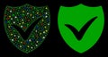 Flare Mesh Carcass Shield Valid Icon with Flare Spots Royalty Free Stock Photo