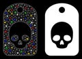 Flare Mesh Network Skull Label Icon with Flare Spots