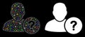 Bright Mesh Carcass User Question Icon with Flare Spots Royalty Free Stock Photo