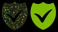 Flare Mesh 2D Valid Shield Icon with Flare Spots Royalty Free Stock Photo