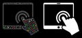 Glowing Mesh Wire Frame Double Click Tablet Icon with Flash Spots