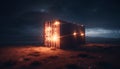 Glowing metal container delivers adventure to nature generated by AI