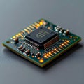 Glowing Microprocessor on an Active Circuit Board Royalty Free Stock Photo