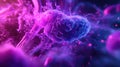 Glowing microscopic cell multiplying in abstract purple liquid Royalty Free Stock Photo