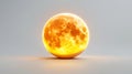 Glowing Model of the Moon with Orange Light Isolated on White Background Royalty Free Stock Photo