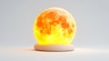 Glowing Model of the Moon with Orange Light on White Background Royalty Free Stock Photo