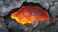 Glowing molten lava inside volcanic cave Royalty Free Stock Photo