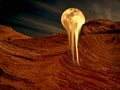 Moon Melting over Side of Sandstone Cliff