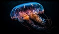 Glowing moon jellyfish, beauty in underwater motion generated by AI Royalty Free Stock Photo