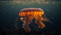 Glowing moon jellyfish swimming in underwater beauty generated by AI Royalty Free Stock Photo