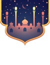 Glowing mosque and stars Islamic background