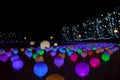 Glowing multi-colored balls, a festive decoration of the city