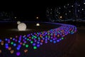 Glowing multi-colored balls, a festive decoration of the city