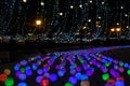 Glowing multi-colored balls, a festive decoration of the city