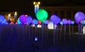 Glowing multi-colored balls, a festive decoration of the city