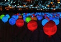 Glowing multi-colored balls, a festive decoration of the city