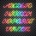 Glowing Multi Colors Neon uppercase Script Font