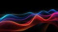 Glowing multicolored curve lines isolated on black background, cyberspace energy. Abstract pattern of colored neon waves of light Royalty Free Stock Photo