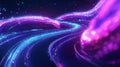 Glowing multicolored neon lines in a dark space, creating a vibrant energy motion on a black background. A cyberspace