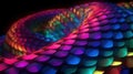 glowing multicolored neon snake scales