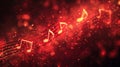 Glowing music sheets notes on beautiful lights bokeh background