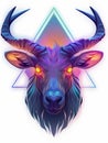 Glowing mystical deer head, vibrant colors geometric triangle background Royalty Free Stock Photo