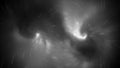 Glowing nebula with dashed force field trajectories black and white