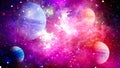 Glowing nebula. Space background with red nebula and stars. Dreamscape galaxy. Deep space. Science fiction fantasy in high