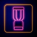 Glowing neon African djembe drum icon isolated on black background. Musical instrument. Vector Royalty Free Stock Photo