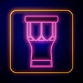 Glowing neon African percussion drum icon isolated on black background. Musical instrument. Vector Royalty Free Stock Photo
