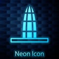 Glowing neon Agbar tower icon isolated on brick wall background. Barcelona, Spain. Vector