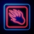Glowing neon Alligator crocodile paw footprint icon isolated on black background. Vector