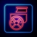 Glowing neon Ancient Greece chariot icon isolated on black background. Vector