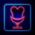 Glowing neon Armchair icon isolated on blue background. Vector Royalty Free Stock Photo