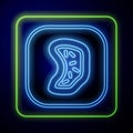 Glowing neon Bacteria icon isolated on blue background. Bacteria and germs, microorganism disease causing, cell cancer